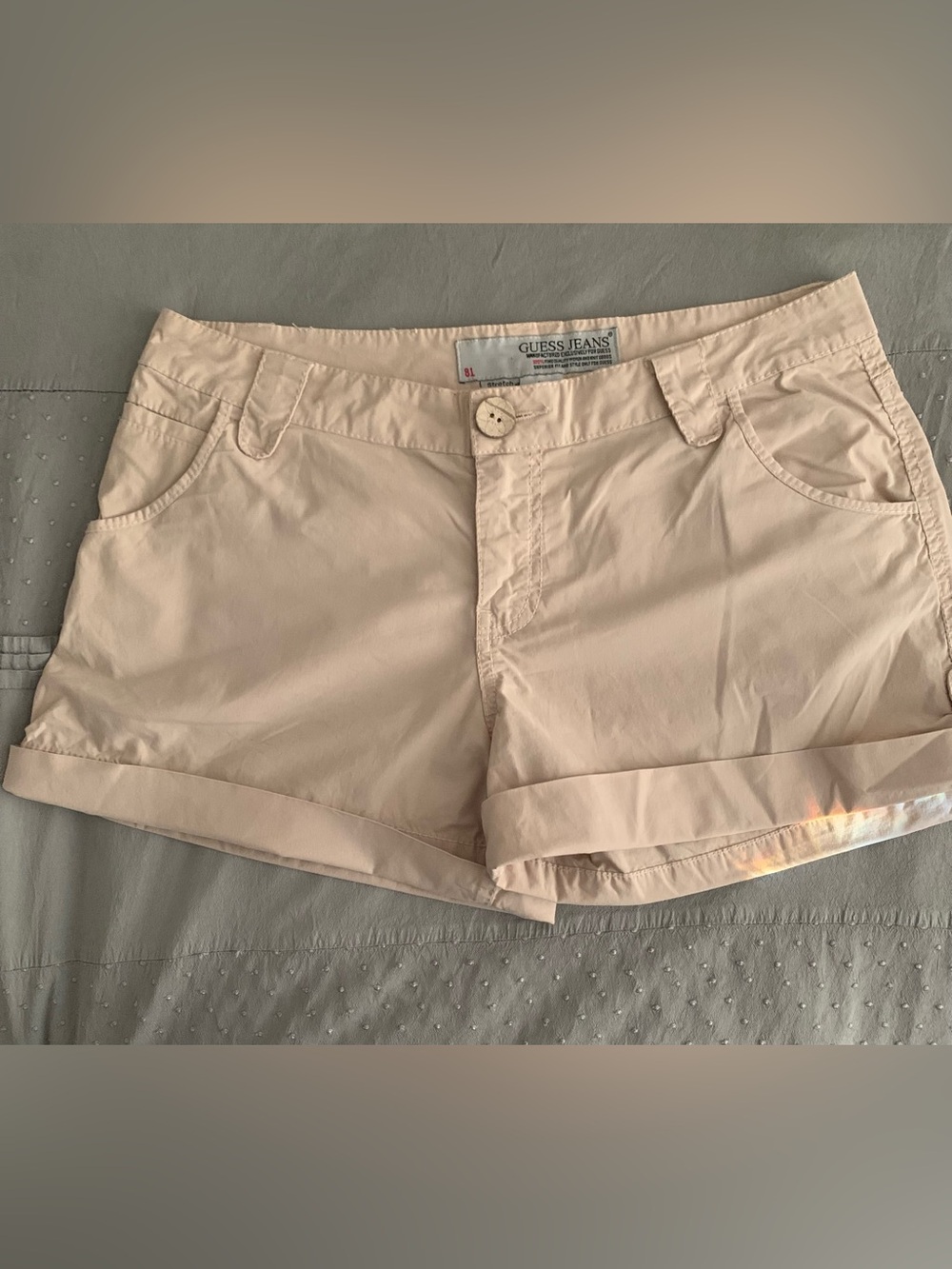 Guess Cream Roll-Cuff with button 5 pocket shorts Stretch Fabric